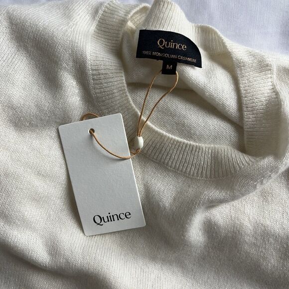 NWT Quince Mongolian Cashmere Tee Ivory Womens M Quiet Luxury Old Money Minimal - Picture 8 of 10